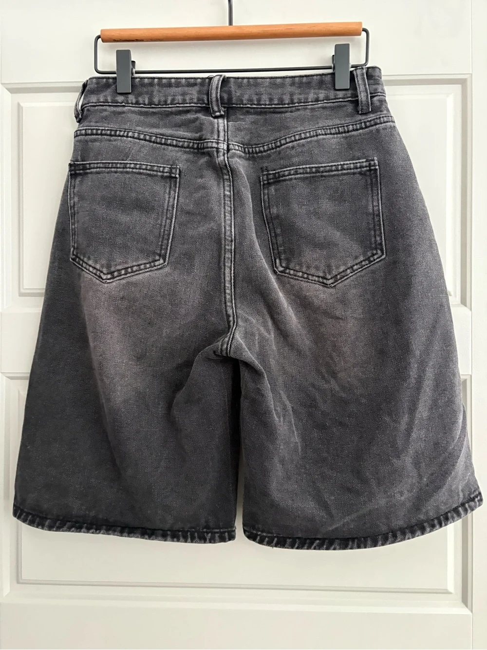 Washed Black Denim Shorts